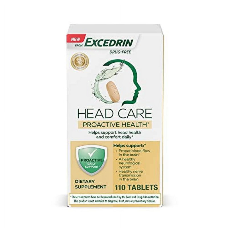EXCEDRIN MAGNESIUM RIBOFLAVIN VITAMIN B6 FOLIC ACID B12 DIETARY SUPPLEMENT HEAD HEALTH COMFORT DAILY 110 COUNT