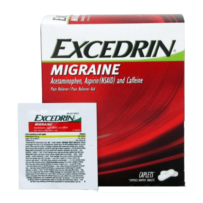 EXCEDRIN MIGRAINE CAPLETS 2 PACK X 25, 50 TABLETS TOTAL COUNT FOR FAST RELIEF