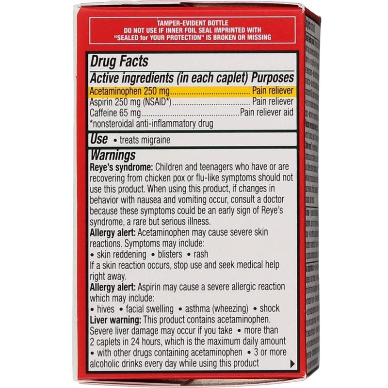 EXCEDRIN MIGRAINE PAIN RELIEF CAPLETS 2 PACK 24 COUNT EACH FOR FAST RELIEF