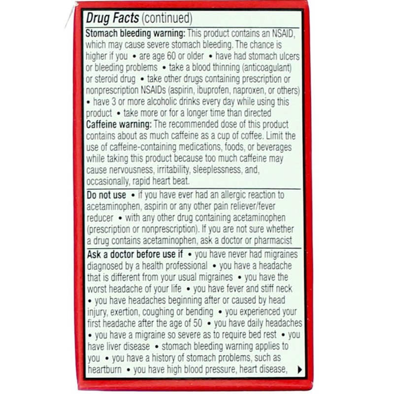 EXCEDRIN MIGRAINE PAIN RELIEF CAPLETS 2 PACK 24 COUNT EACH FOR FAST RELIEF