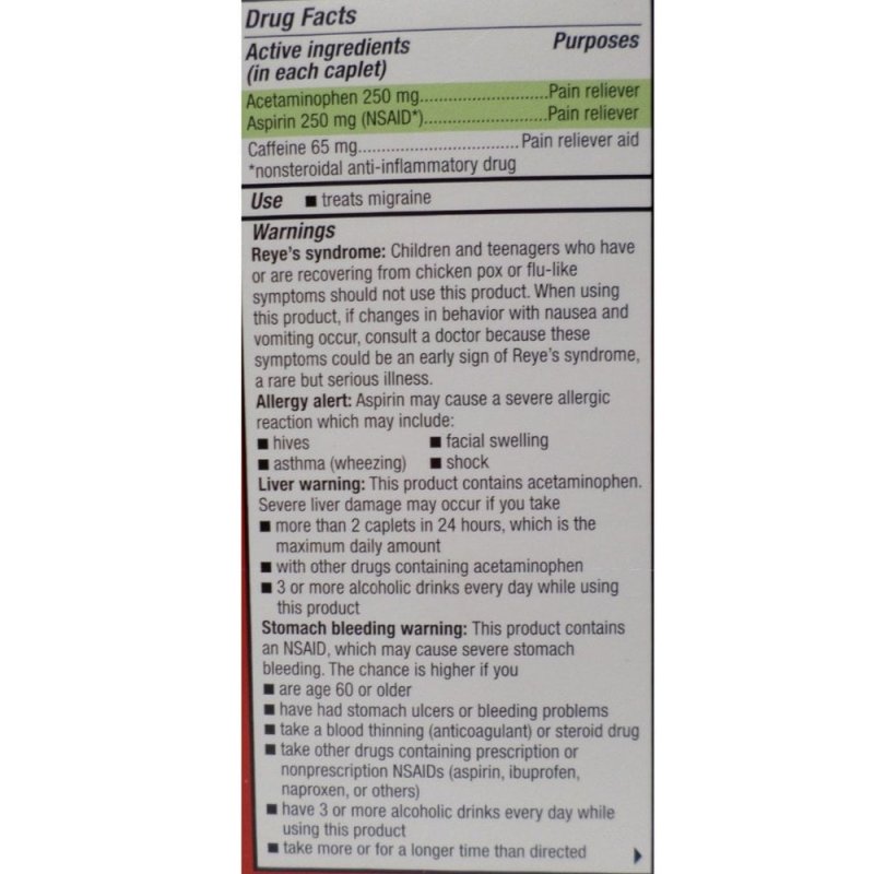 EXCEDRIN MIGRAINE PAIN RELIEF CAPLETS 2 PACK 24 COUNT EACH FOR FAST RELIEF