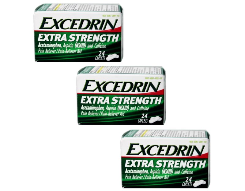 EXCEDRIN EXTRA STRENGTH PAIN RELIEF CAPLETS 24 EA PACK OF 3