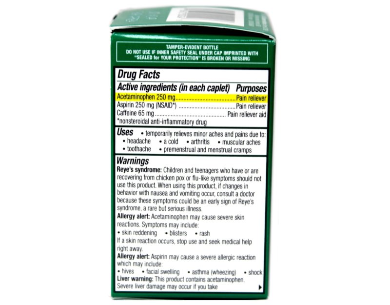 EXCEDRIN EXTRA STRENGTH PAIN RELIEF CAPLETS 24 EA PACK OF 3