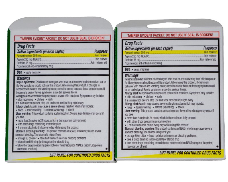 EXCEDRIN MIGRAINE 6 SINGLE DOSE TABLETS FOR FAST RELIEF