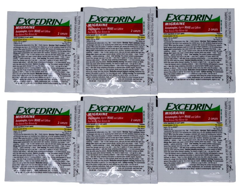 EXCEDRIN MIGRAINE 6 SINGLE DOSE TABLETS FOR FAST RELIEF