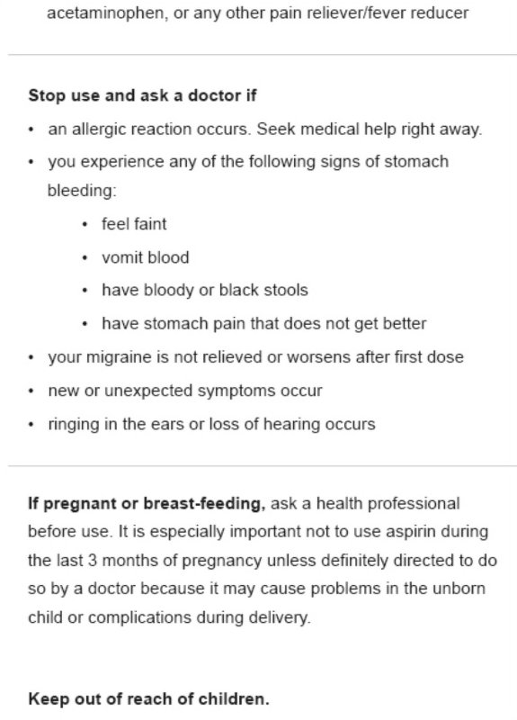 EXCEDRIN MIGRAINE 6 SINGLE DOSE TABLETS FOR FAST RELIEF