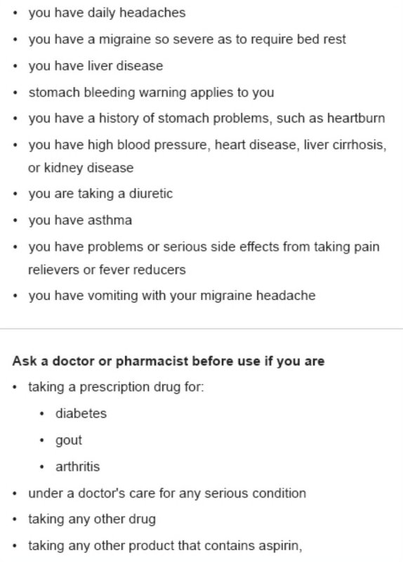 EXCEDRIN MIGRAINE 6 SINGLE DOSE TABLETS FOR FAST RELIEF