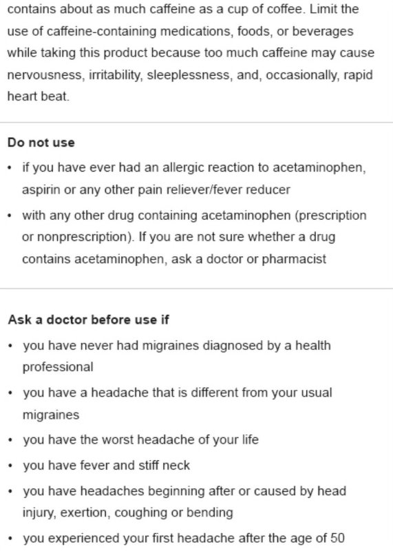 EXCEDRIN MIGRAINE 6 SINGLE DOSE TABLETS FOR FAST RELIEF