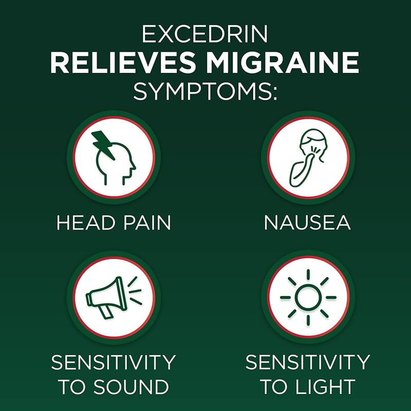EXCEDRIN ALLEVIATE MIGRAINE SYMPTOMS WITH EXCEDRIN MIGRAINE RELIEF CAPLETS 24 COUNT
