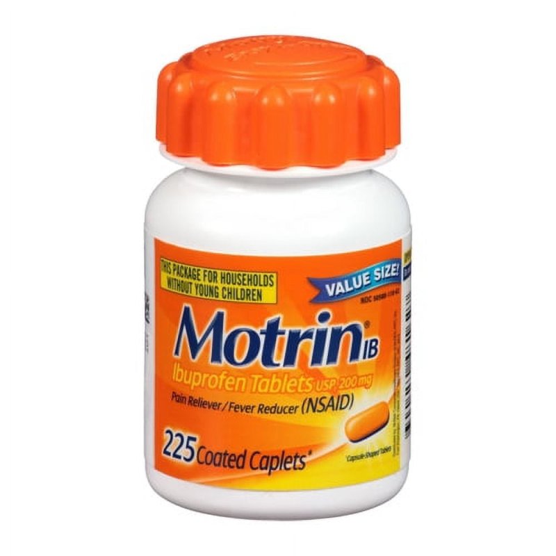 MOTRIN IB IBUPROFEN PAIN FEVER RELIEVER COATED CAPLETS 225
