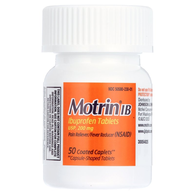MOTRIN IB IBUPROFEN 200MG TABLETS PAIN FEVER RELIEF 50 COUNT