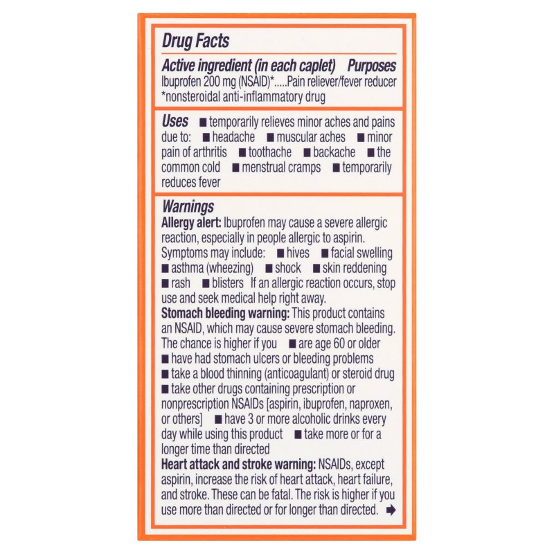 MOTRIN IB IBUPROFEN 200MG TABLETS PAIN FEVER RELIEF 50 COUNT