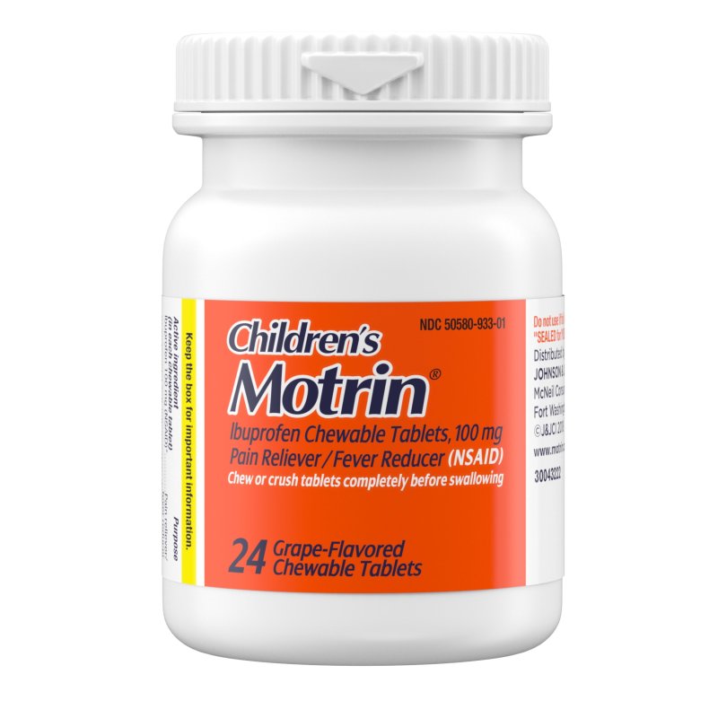 MOTRIN IBUPROFEN CHEWABLE TABLETS GRAPE FLAVOR 24 COUNT CHILDRENS