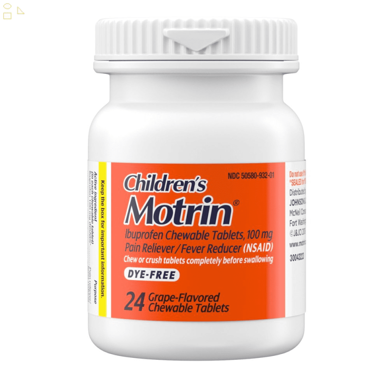 MOTRIN DYE FREE IBUPROFEN AGES 2-11 PAIN FEVER RELIEF MEDICINE 24 CHILDRENS