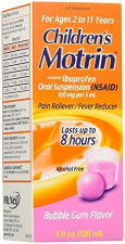 MOTRIN CHILDRENS PAIN RELIEVER FEVER REDUCER LIQUID BUBBLE GUM FLAVOR 4 FLUID OUNCE