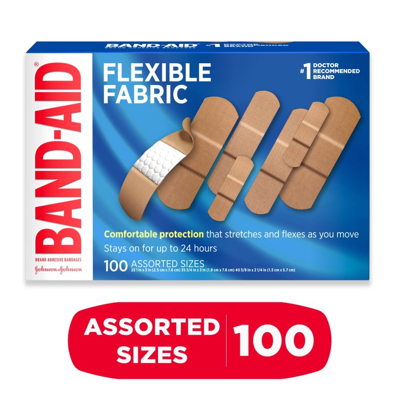 BANDAID BRAND FLEX FABRIC ADHESIVE BANDAGES ASSORTED 100 CT
