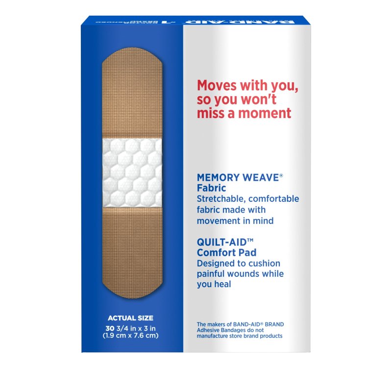 BAND-AID BRAND FLEXIBLE FABRIC ADHESIVE BANDAGES ALL ONE SIZE 30 COUNT