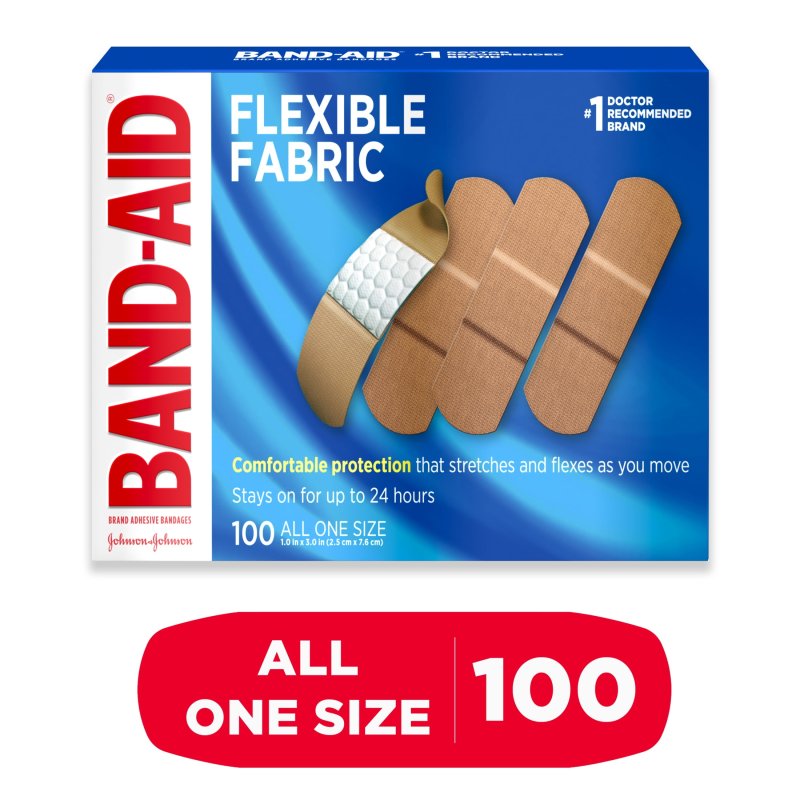 BAND-AID BRAND FLEXIBLE FABRIC ADHESIVE BANDAGES ALL ONE SIZE 100 COUNT
