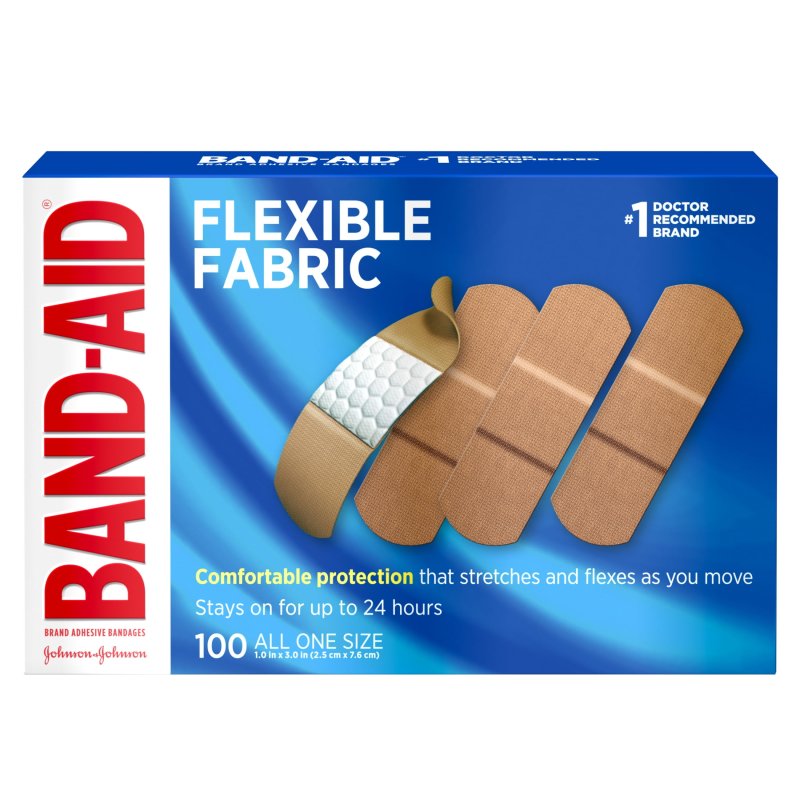 BAND-AID BRAND FLEXIBLE FABRIC ADHESIVE BANDAGES ALL ONE SIZE 100 COUNT
