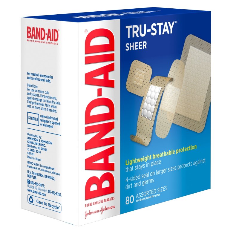 BAND-AID BRAND TRU-STAY SHEER ADHESIVE BANDAGES ASSORTED 80 COUNT