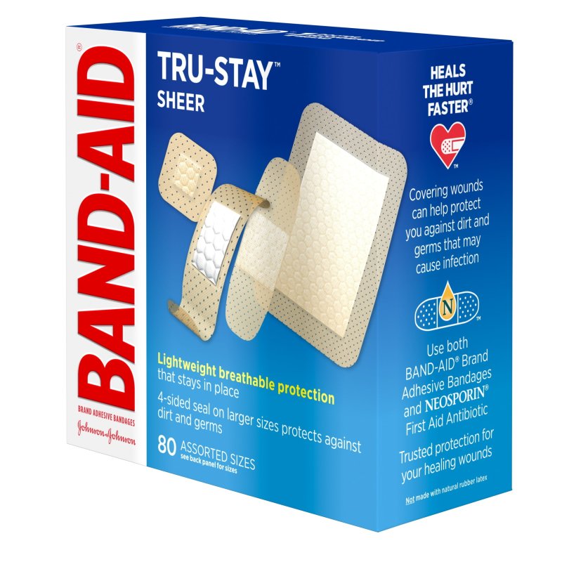 BAND-AID BRAND TRU-STAY SHEER ADHESIVE BANDAGES ASSORTED 80 COUNT