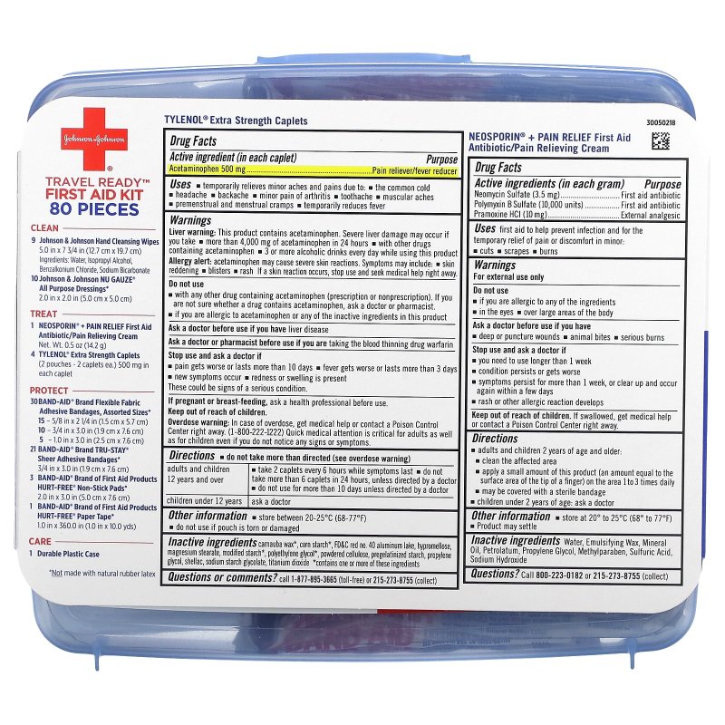 BAND AID TRAVEL READY PORTABLE EMERGENCY FIRST AID KIT WITH 80 PIECES