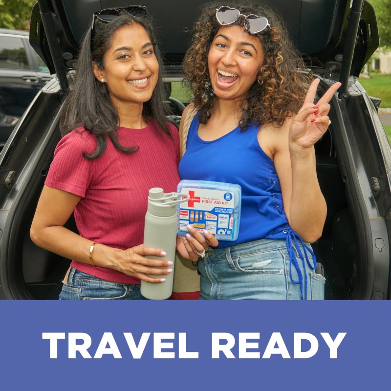 BAND AID TRAVEL READY PORTABLE EMERGENCY FIRST AID KIT WITH 80 PIECES