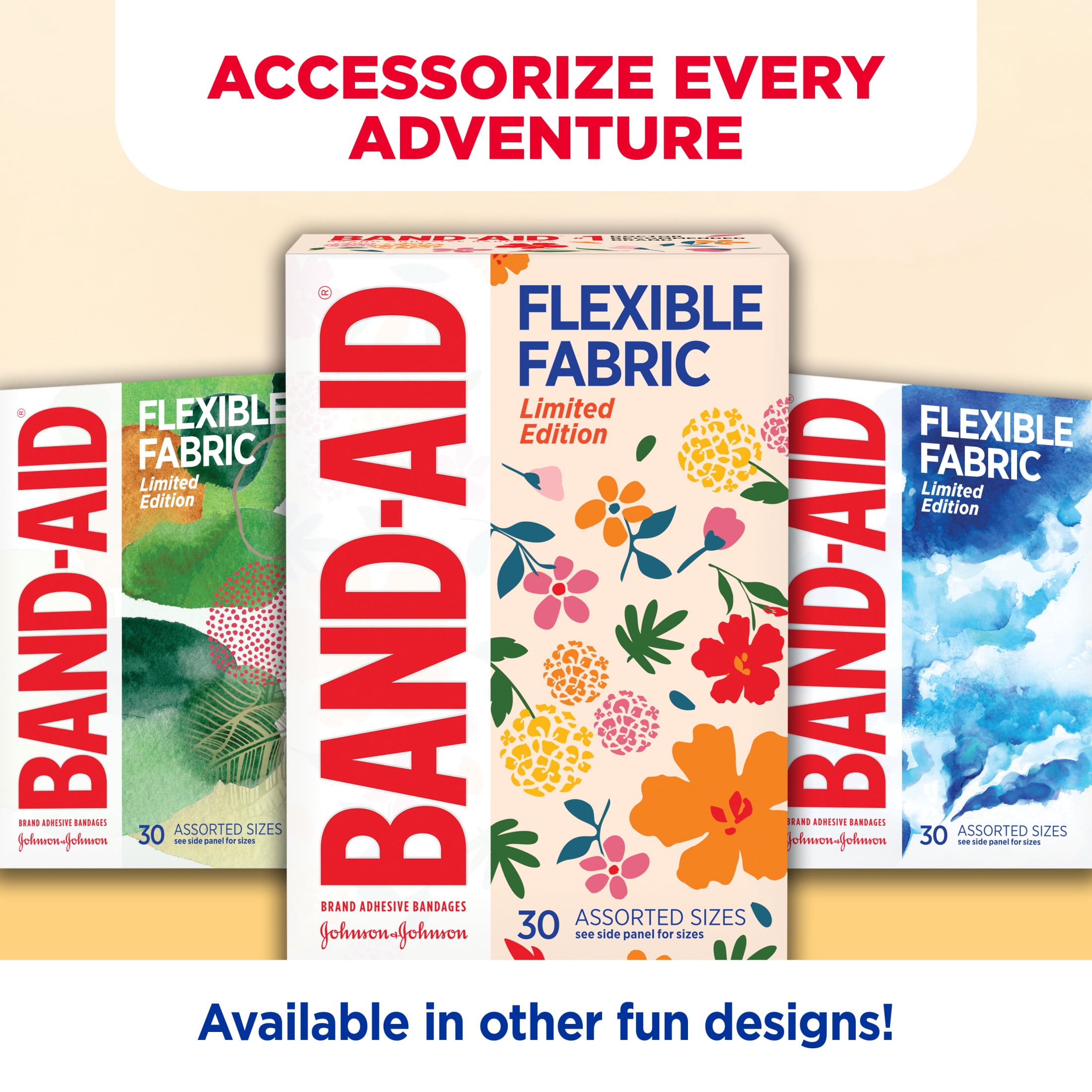 BAND-AID BRAND FLEXIBLE FABRIC WILDFLOWER ASSORTED 30 CT
