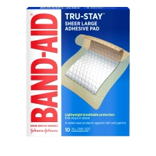 BAND-AID BRAND TRU-STAY LARGE STERILE ADHESIVE PADS 10 COUNT
