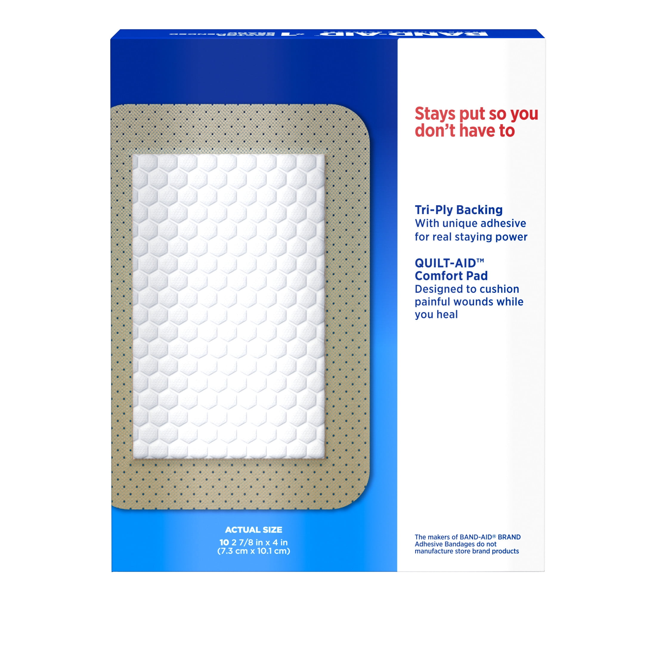 BAND-AID BRAND TRU-STAY LARGE STERILE ADHESIVE PADS 10 COUNT