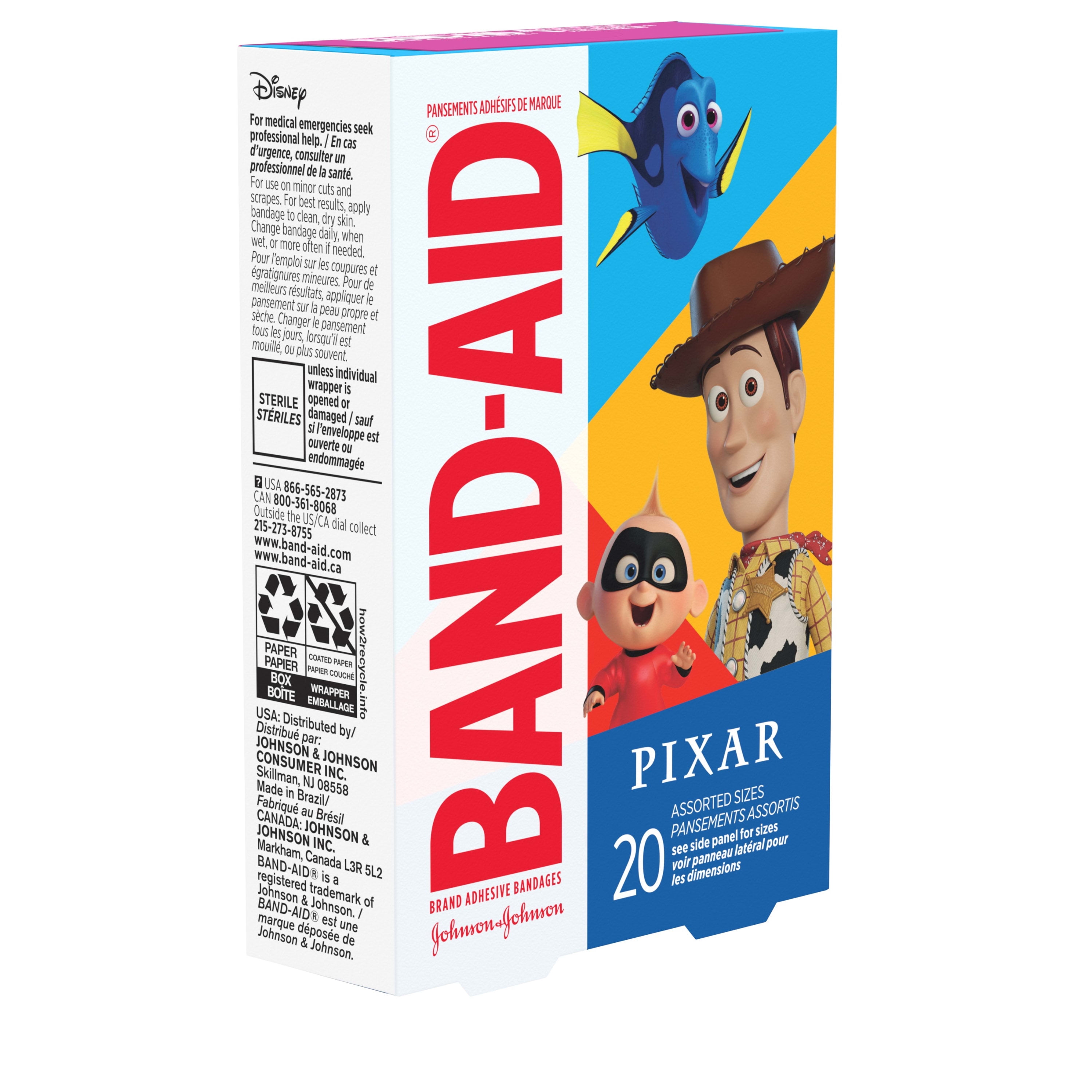 BAND AID DISNEY PIXAR MASHUP CHARACTERS BAND-AID BANDAGES ASSORTED 20 CT