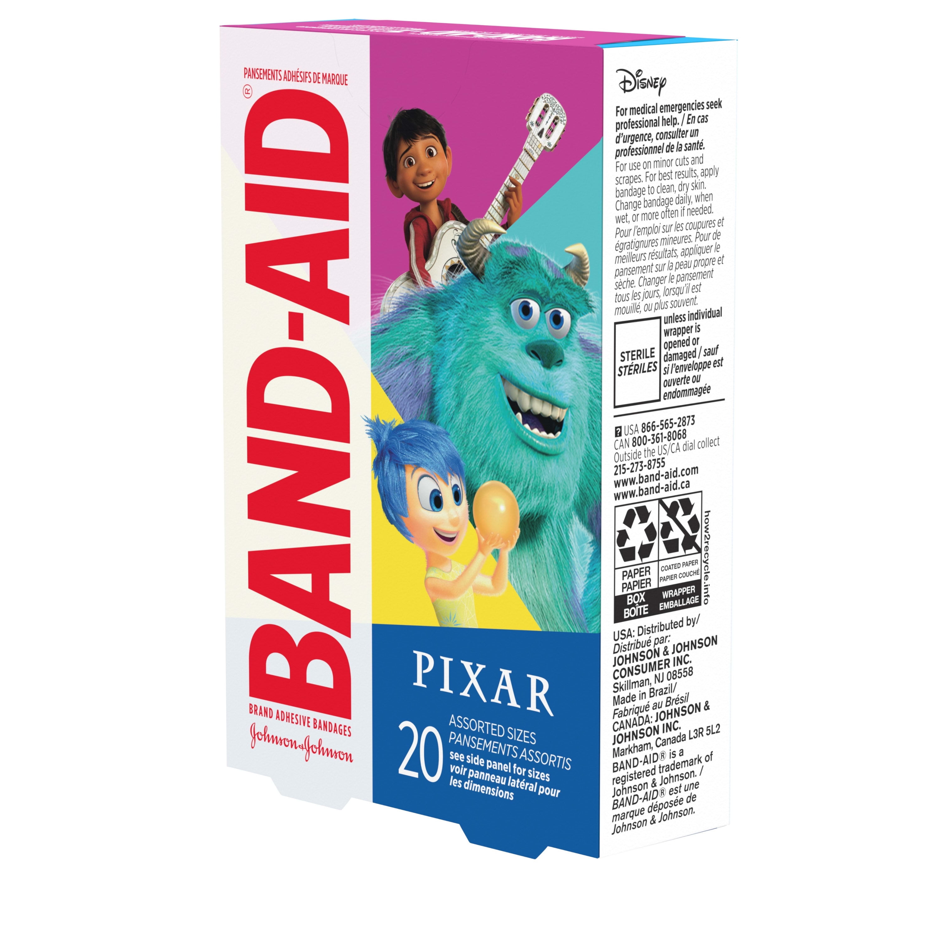 BAND AID DISNEY PIXAR MASHUP CHARACTERS BAND-AID BANDAGES ASSORTED 20 CT