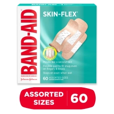 BAND AID BRAND SKIN FLEX ADHESIVE BANDAGES ASSORTED SIZES 60 COUNT