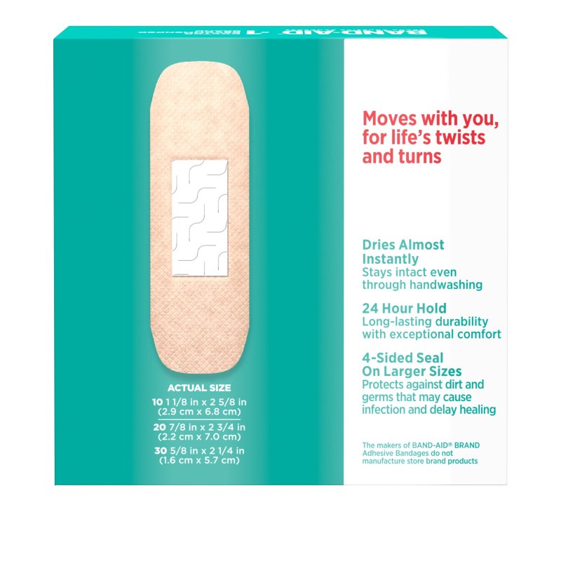 BAND AID BRAND SKIN FLEX ADHESIVE BANDAGES ASSORTED SIZES 60 COUNT