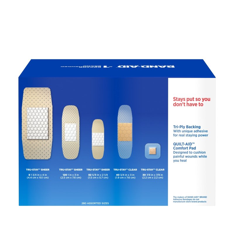 BAND-AID BRAND ADHESIVE STERILE BANDAGE VARIETY PACK ASSORTED 280 CT