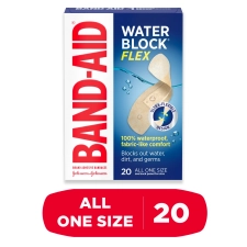 BAND-AID BRAND WATER BLOCK FLEX ADHESIVE BANDAGES ALL ONE SIZE 20 CT