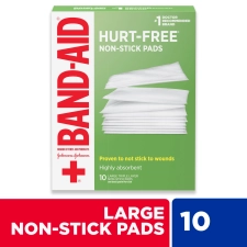 BAND-AID BRAND HURT FREE NON STICK PADS LARGE 3 IN X 4 IN 10 CT