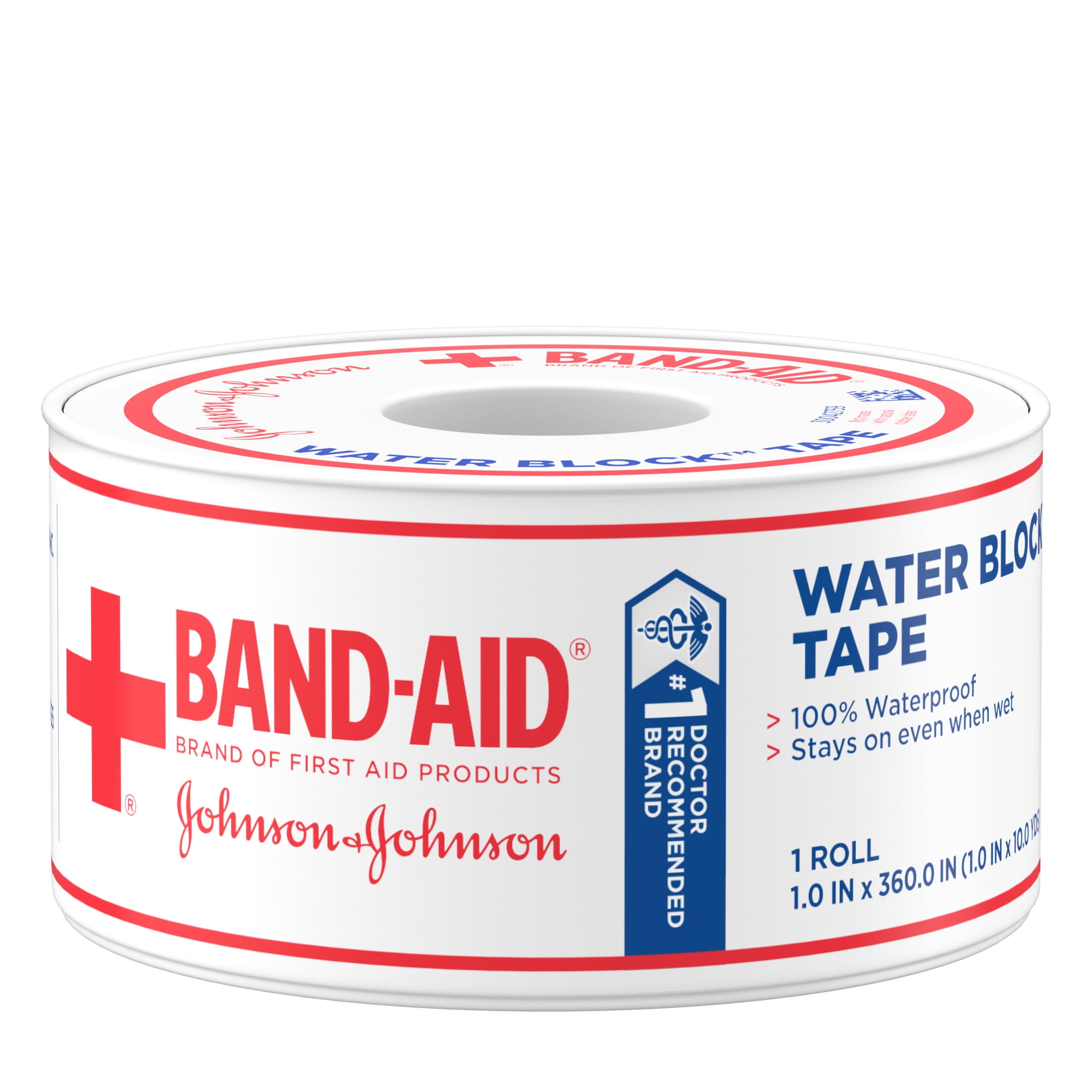 BAND-AID BRAND WATERPROOF ADHESIVE TAPE ROLL 1 IN X 10 YD