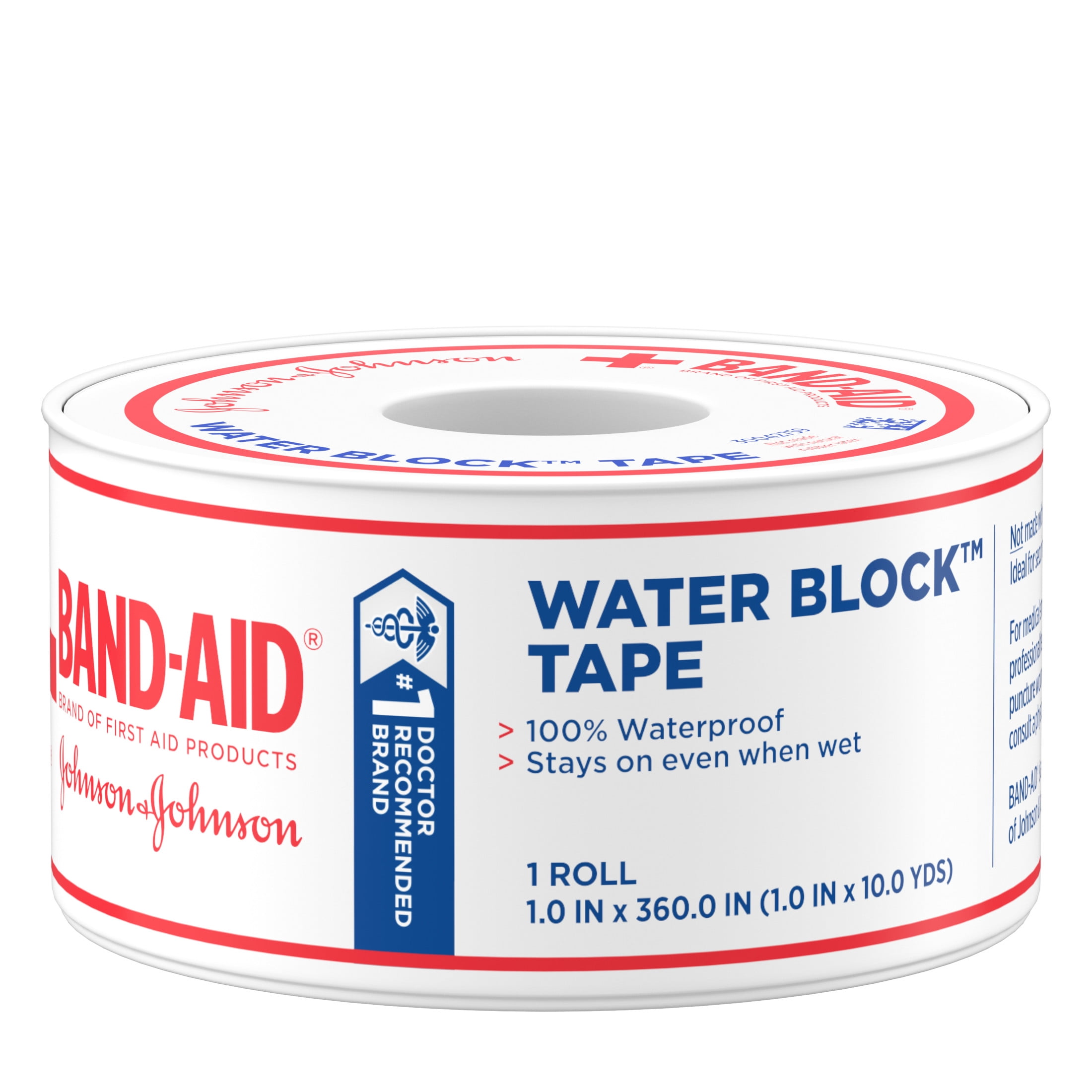 BAND-AID BRAND WATERPROOF ADHESIVE TAPE ROLL 1 IN X 10 YD