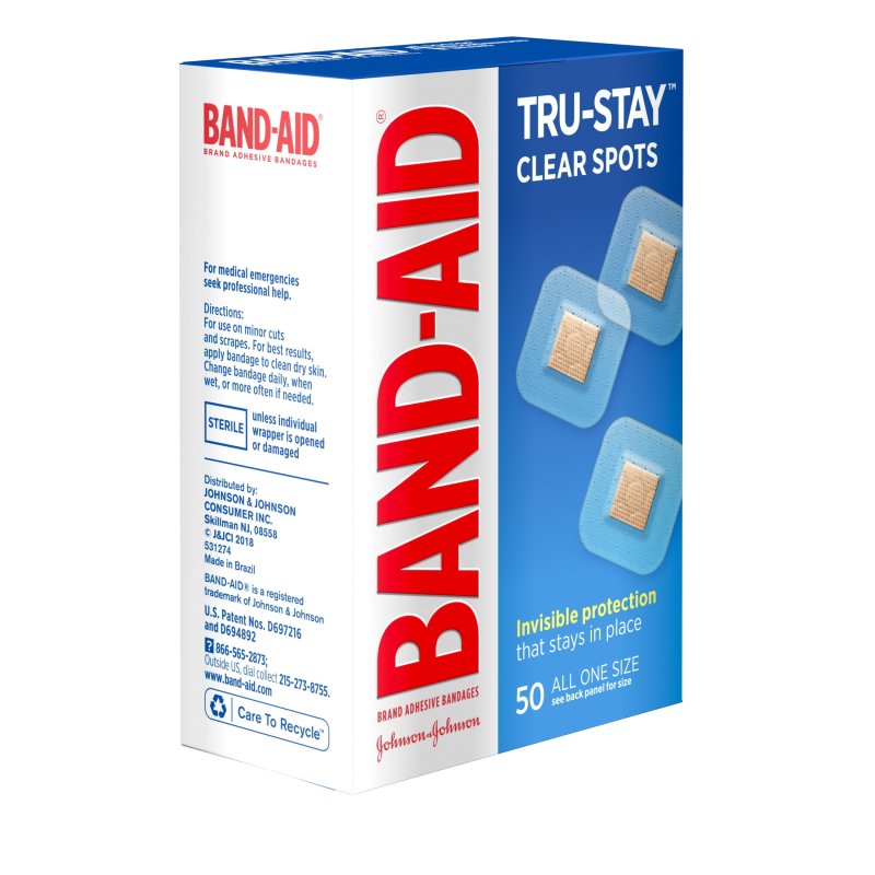 BAND-AID BRAND TRU-STAY CLEAR SPOTS SQUARE BANDAGES ONE SIZE 50 COUNT