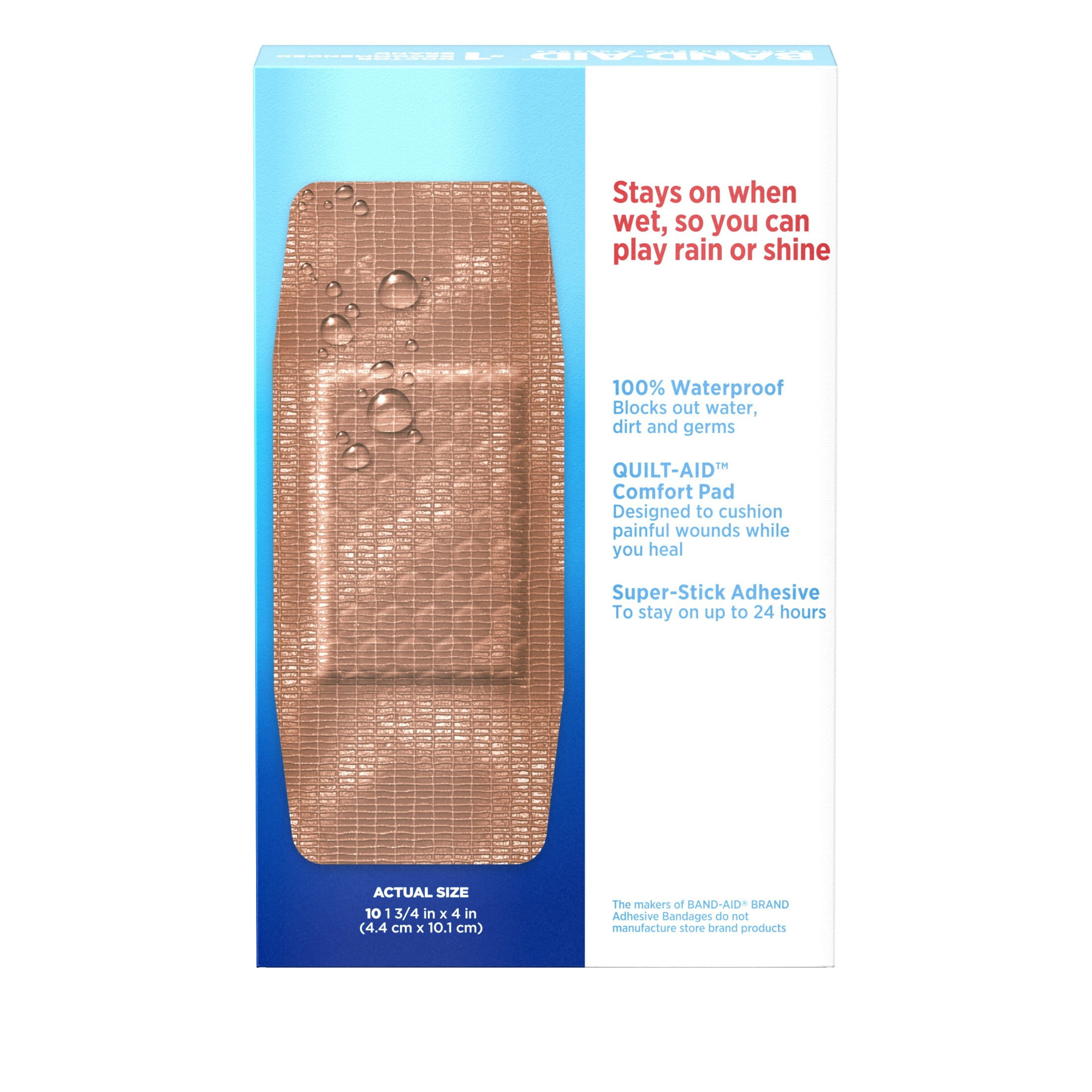 BAND-AID BRAND WATER BLOCK TOUGH STRIPS BANDAGES EXTRA LARGE 10 COUNT