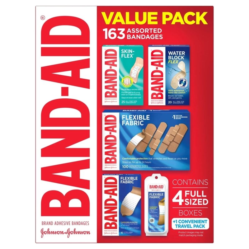 BAND-AID BRAND VARIETY PACK ADHESIVE BANDAGES 163 COUNT