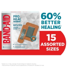 BAND-AID BRAND PRO HEAL ASSORTED HYDROCOLLOID PAD BANDAGES 15 CT