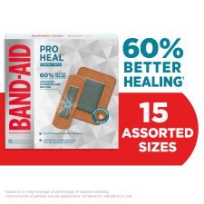 BAND-AID BRAND PRO HEAL ASSORTED HYDROCOLLOID PAD BANDAGES 15 CT