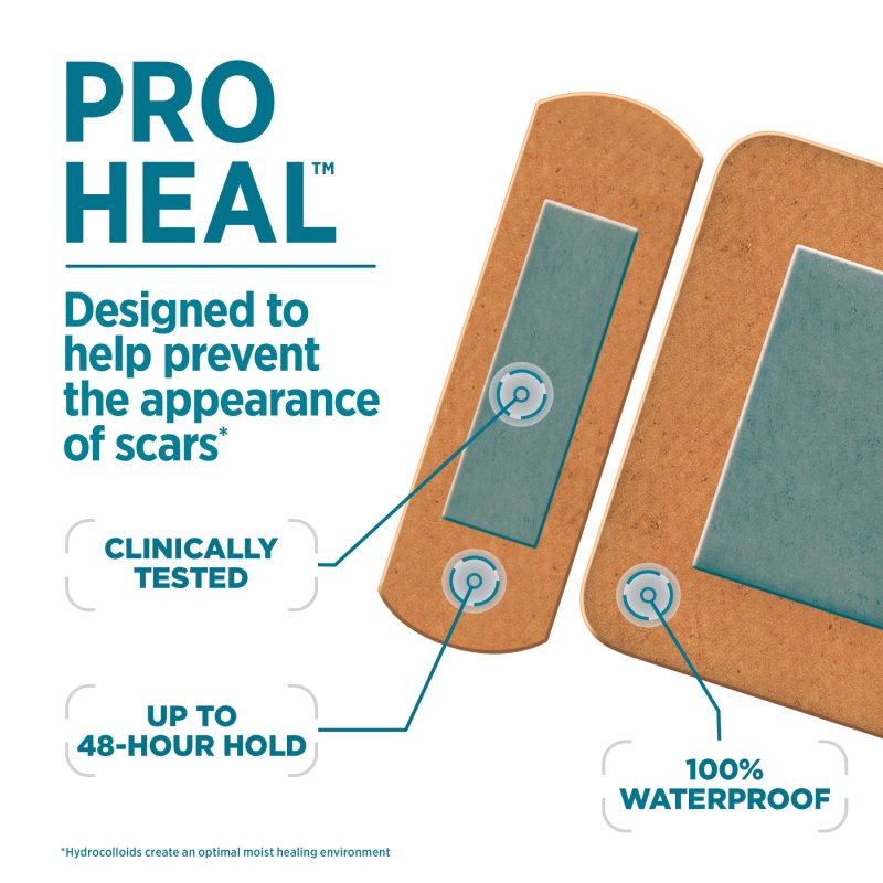 BAND-AID BRAND PRO HEAL ASSORTED HYDROCOLLOID PAD BANDAGES 15 CT