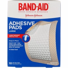 BAND-AID BRAND TRU-STAY ADHESIVE PADS LARGE STERILE BANDAGES 10 CT