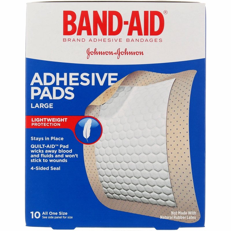 BAND-AID BRAND TRU-STAY ADHESIVE PADS LARGE STERILE BANDAGES 10 CT