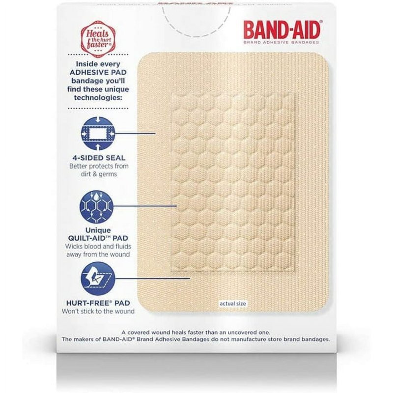 BAND-AID BRAND TRU-STAY ADHESIVE PADS LARGE STERILE BANDAGES 10 CT
