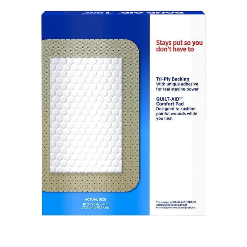 BAND-AID BRAND TRU-STAY ADHESIVE PADS LARGE STERILE BANDAGES 10 CT