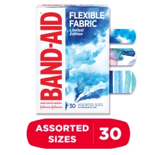 BAND-AID FLEXIBLE FABRIC BANDAGES WATER COLOR ASSORTED 30 COUNT